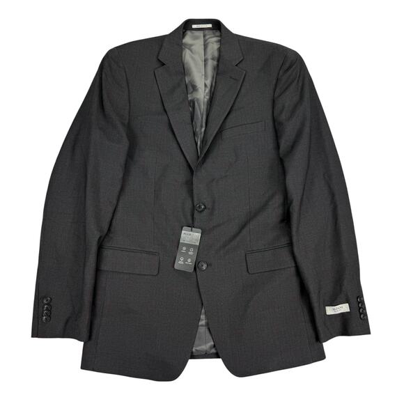 Alfani Mens Slim Fit Windowpane Check Suit Jacket Gray Burgundy 38L - Picture 1 of 5